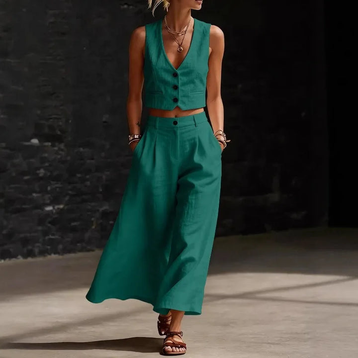 Raina Linen Blend Two Piece Set
