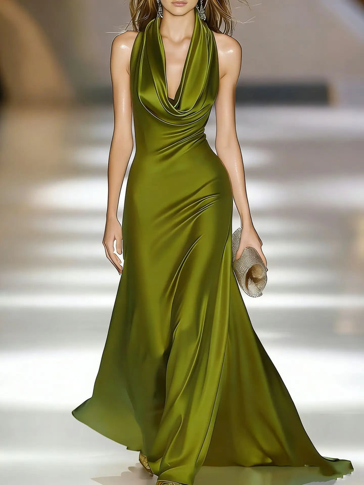 Narissa Satin Halter Maxi Dress