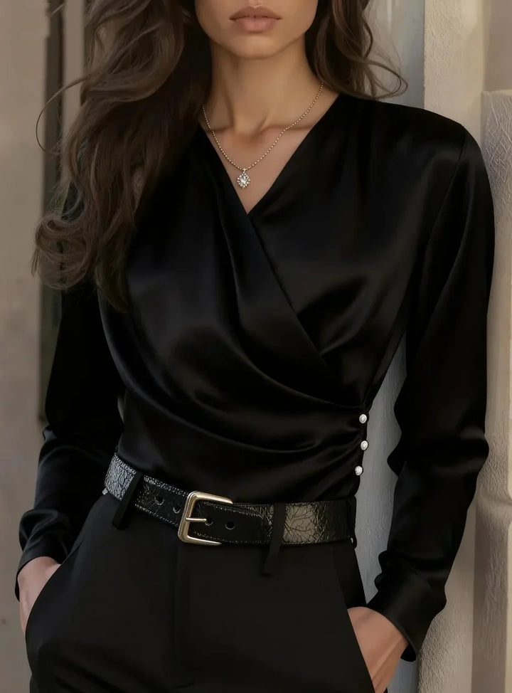 Elise Elegant Draped Satin Blouse