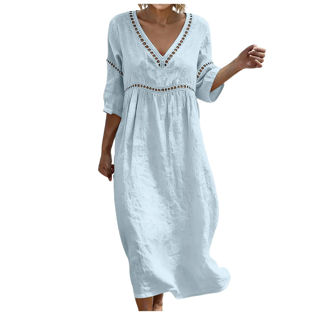 Galatea Embellished V Neck Boho Maxi Dress