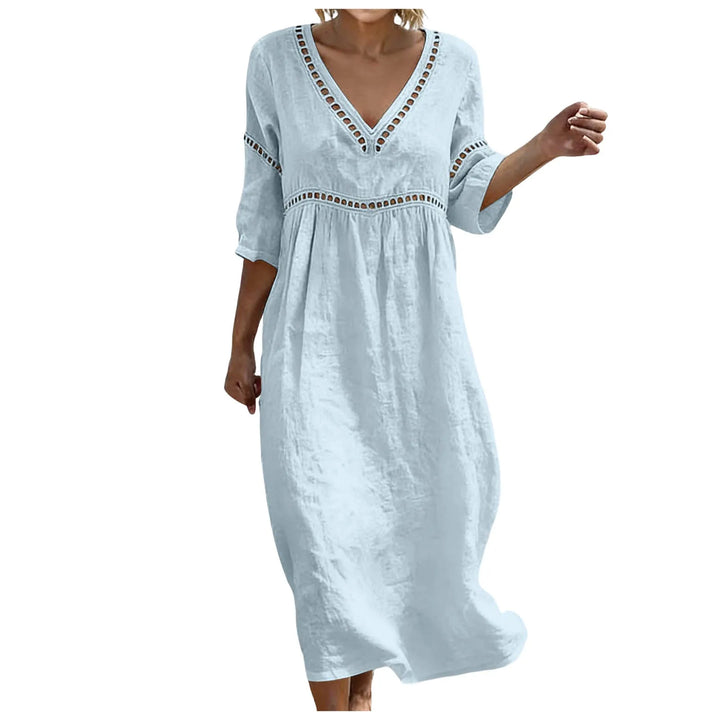Galatea Embellished V Neck Boho Maxi Dress