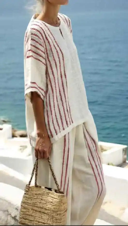 Emelina Striped Linen Two-Piece Set