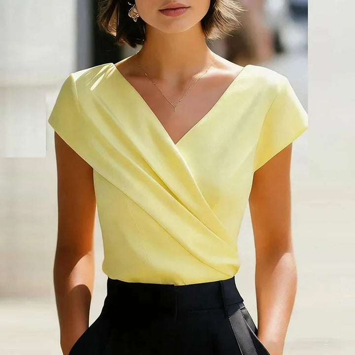 Amelia Wrap Front V Neck Blouse