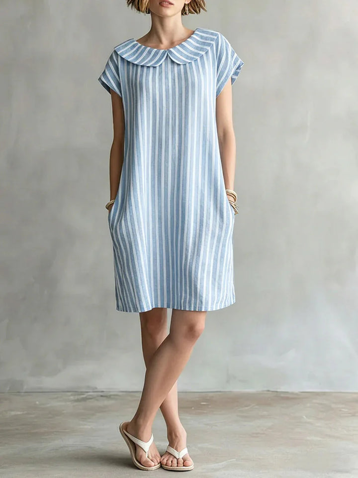 Arya Striped Peter Pan Collar Mini Dress