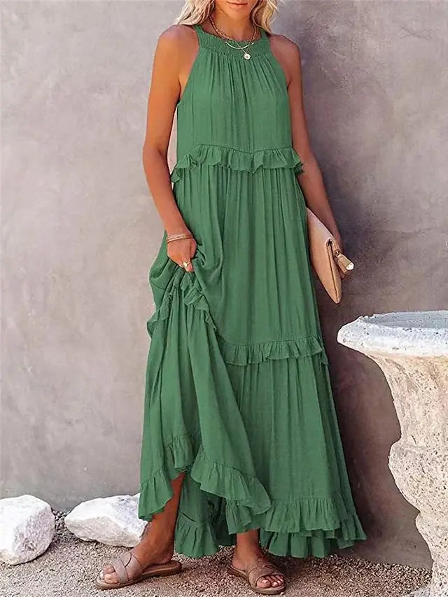 Zephyra Ruffle Trim Maxi Dress