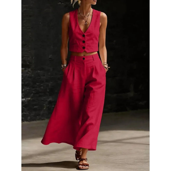 Raina Linen Blend Two Piece Set