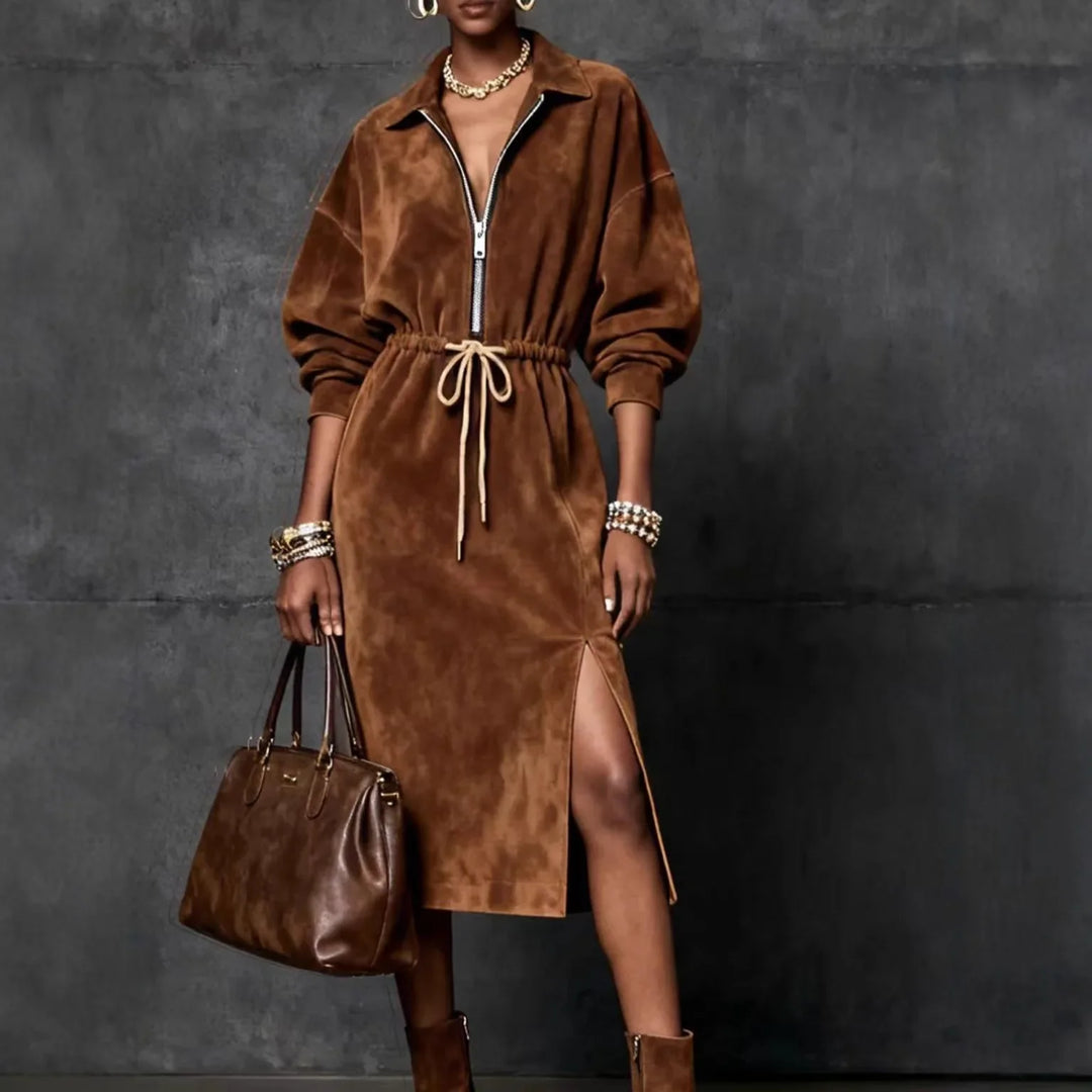 Sierra Adjustable Suede Maxi Dress