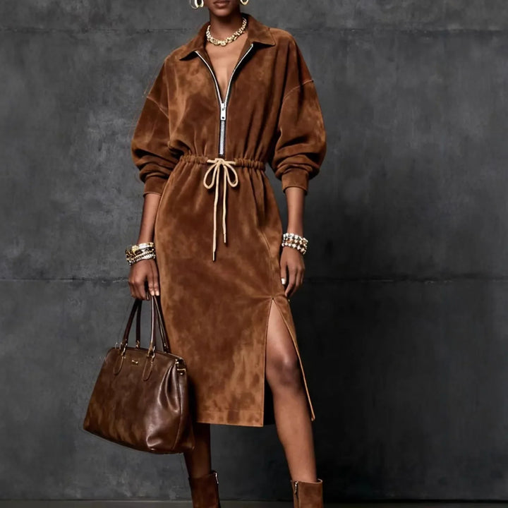 Sierra Adjustable Suede Maxi Dress