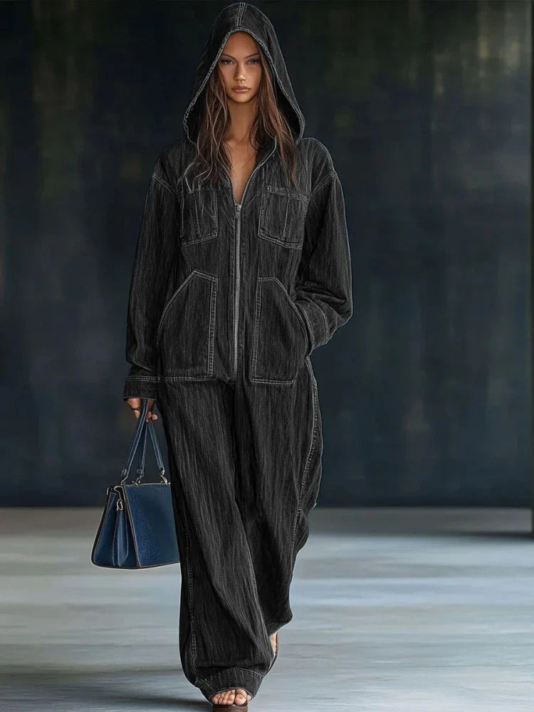 Palmer Hooded Denim Jumpsuit