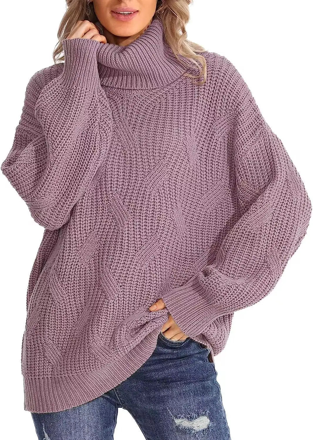 Thora Cable Knit Turtleneck Sweater