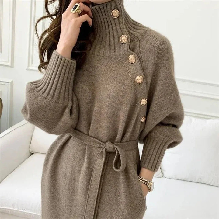 Corentine Button Placket Sweater Dress