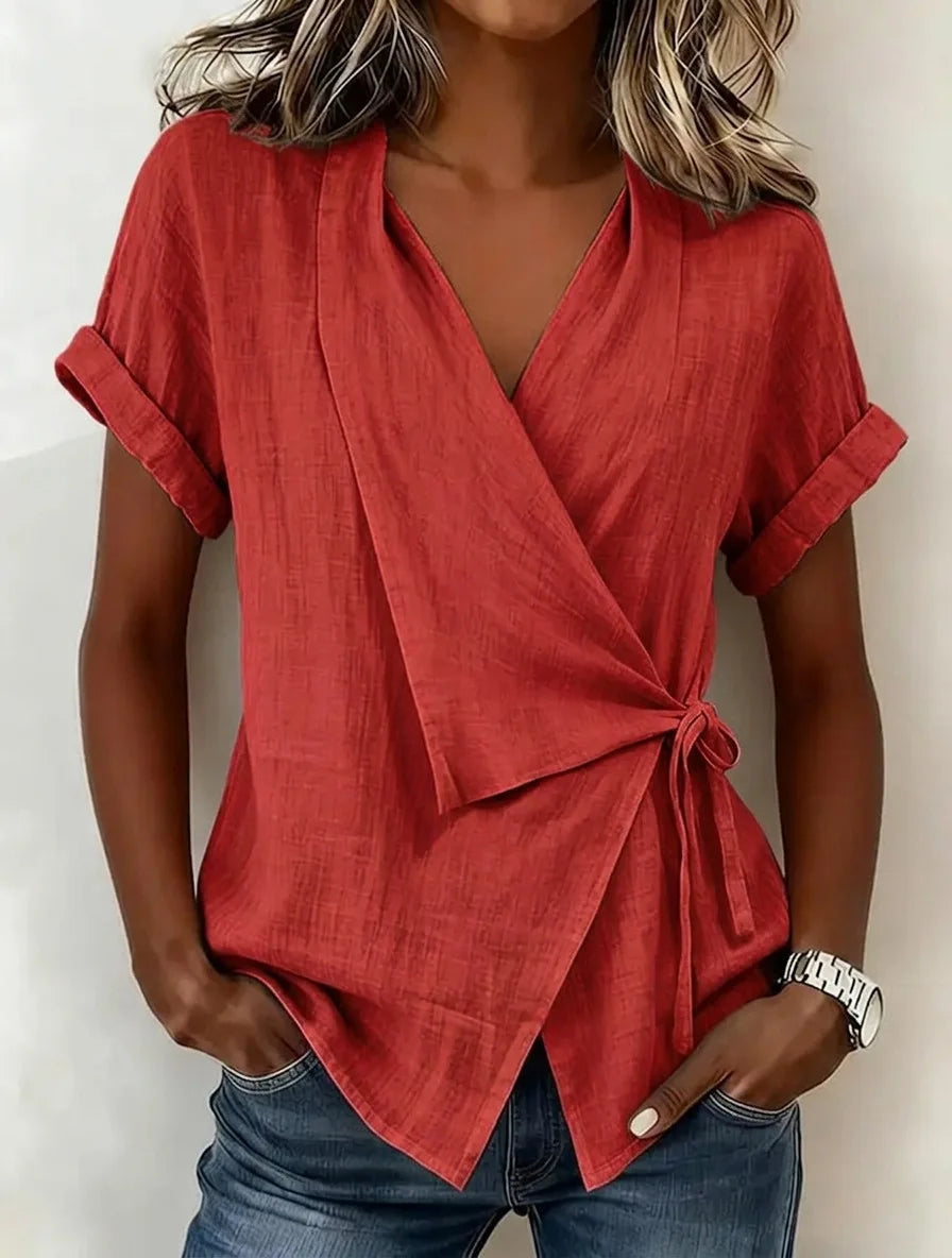 Estelle Asymmetrical Wrap Blouse