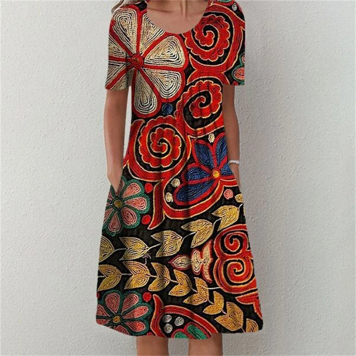 Zorina Floral Short Sleeve Midi Dress