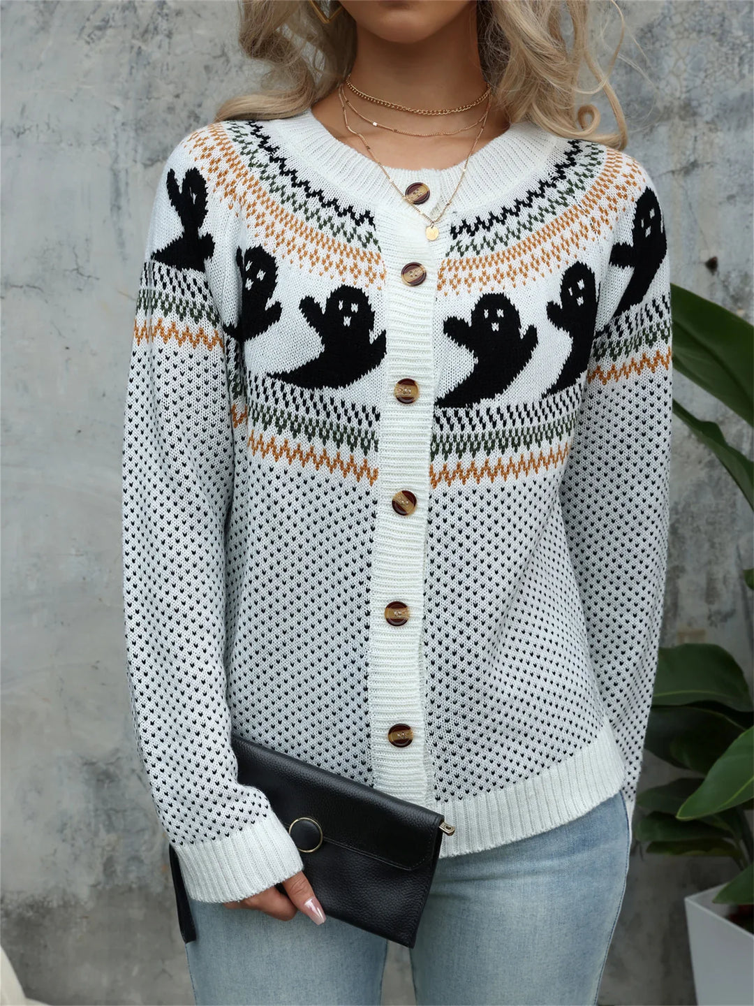 Vintage Ghost Button Cardigan