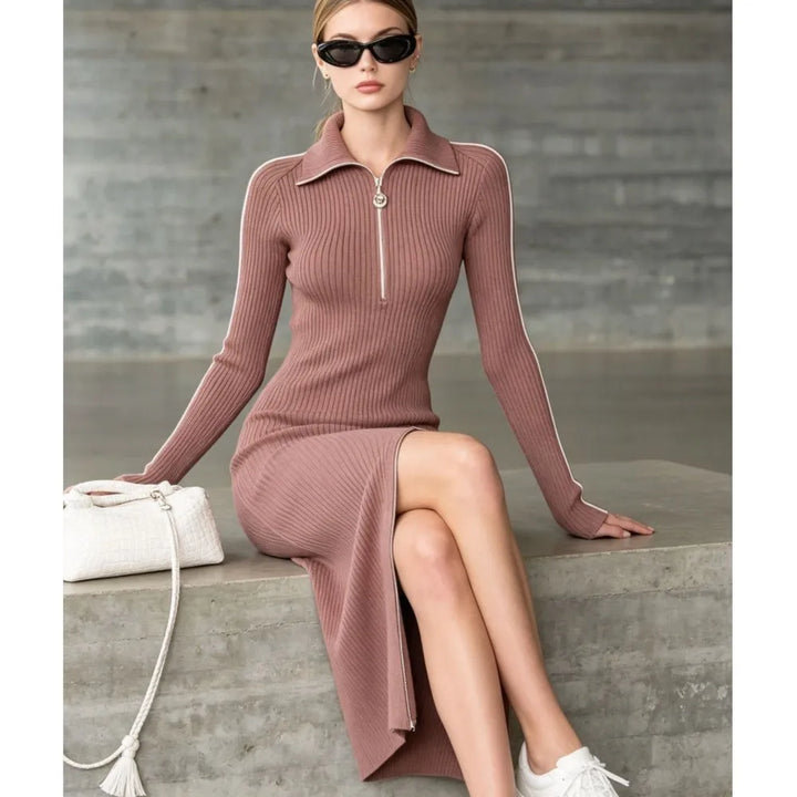 Marcella Ribbed Knit Midi Dress