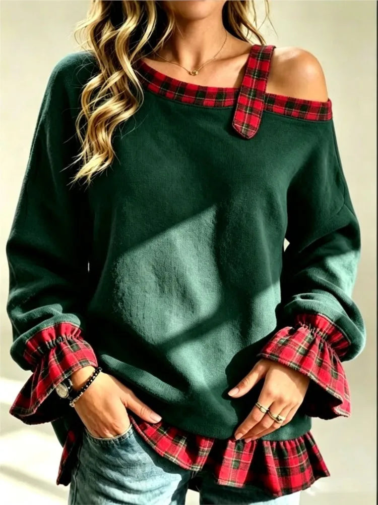 Harlow Plaid Trim Pullover