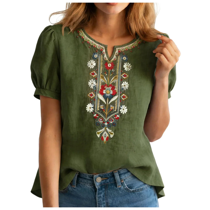 Annabelle Embroidered Linen Blouse