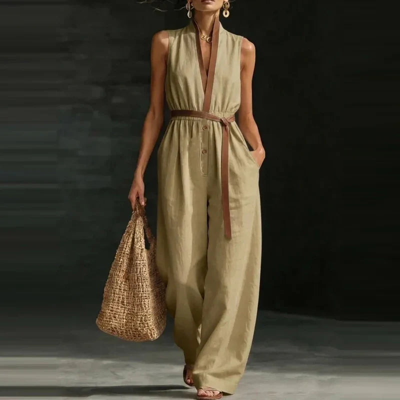 Calina V Neck Wide Leg Jumpsuit