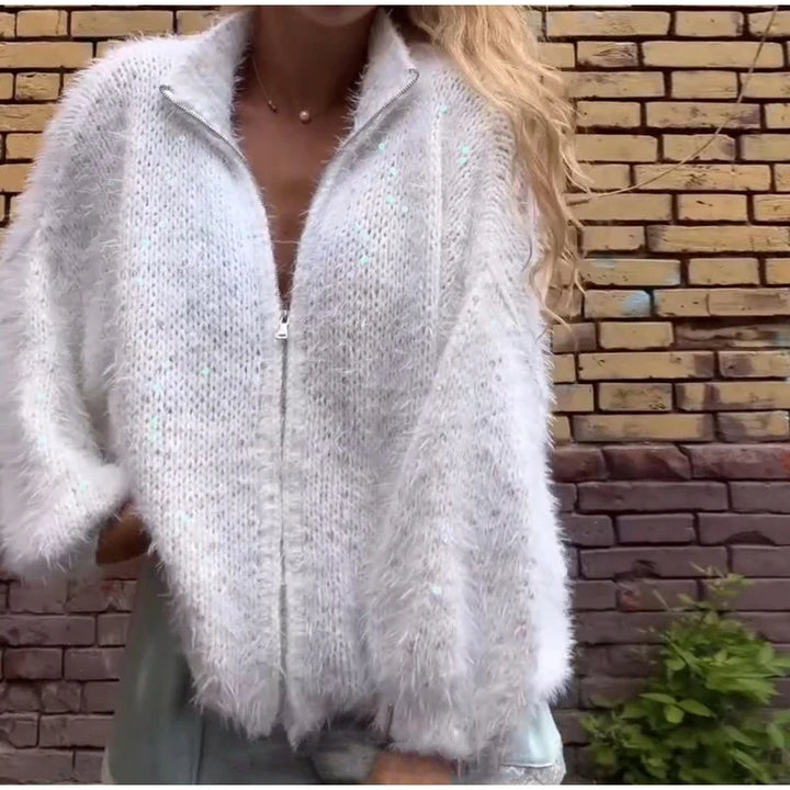 Odalie Sequin Zip Cardigan