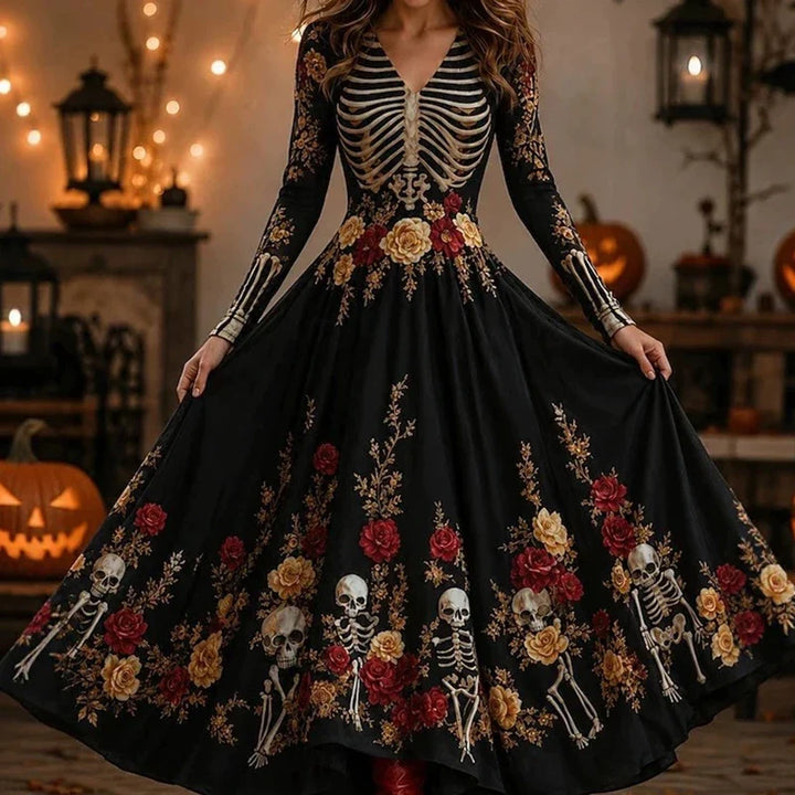 Ophelia Skeleton Print Maxi Dress