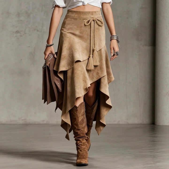 Aaliyah Asymmetrical Suede Skirt
