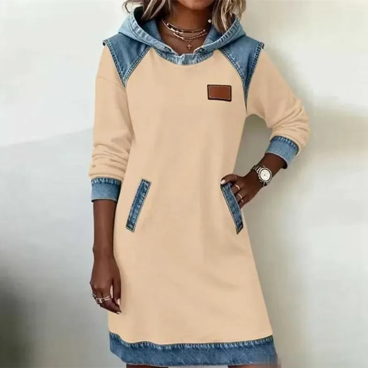 Halona Denim Trim Hoodie Dress