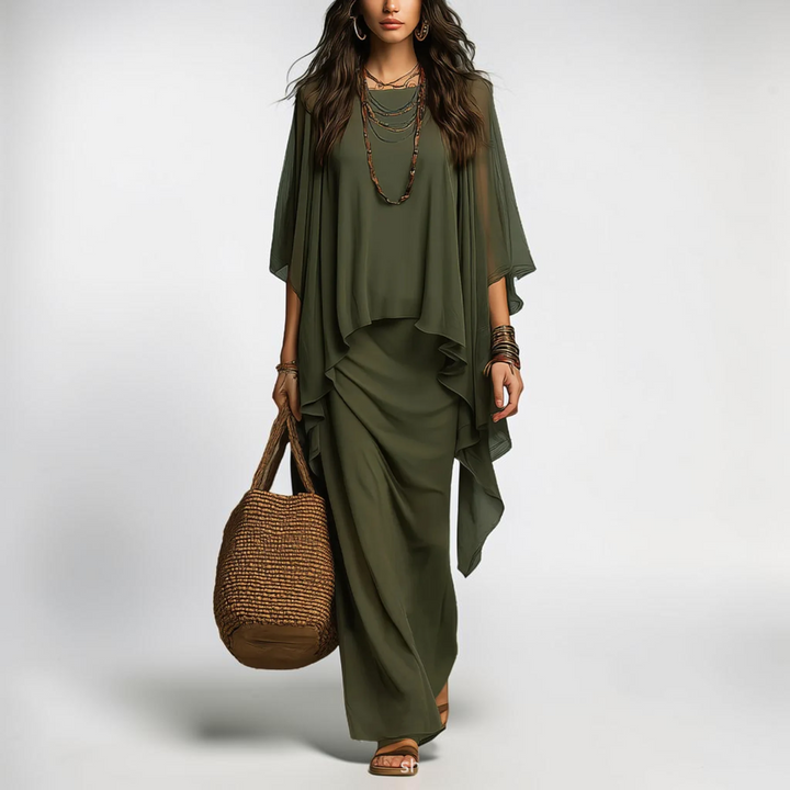 Odelia Chiffon Overlay Two-Piece Set