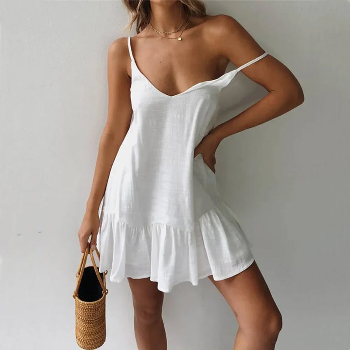 Adriana Linen Ruffle Dress