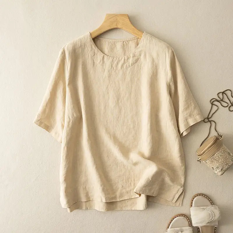 Maribel Breathable Linen Blend Summer Blouse