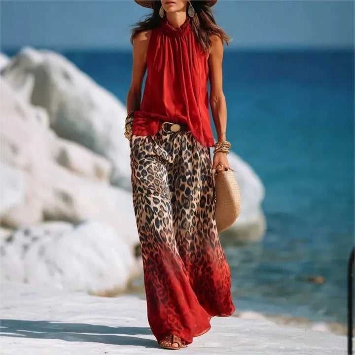 Isella Elegant Leopard Print Palazzo Set