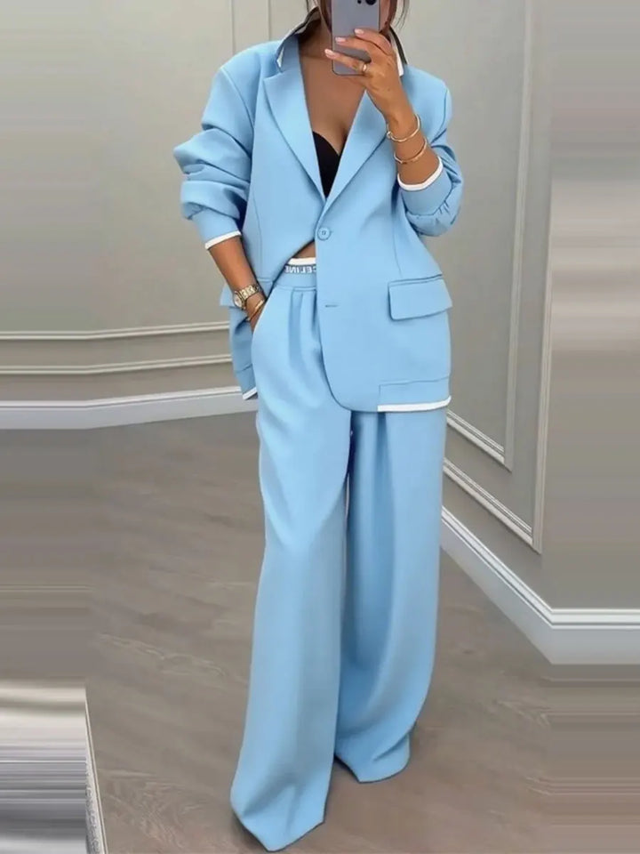 Coralline Contrast Trim Pant Suit