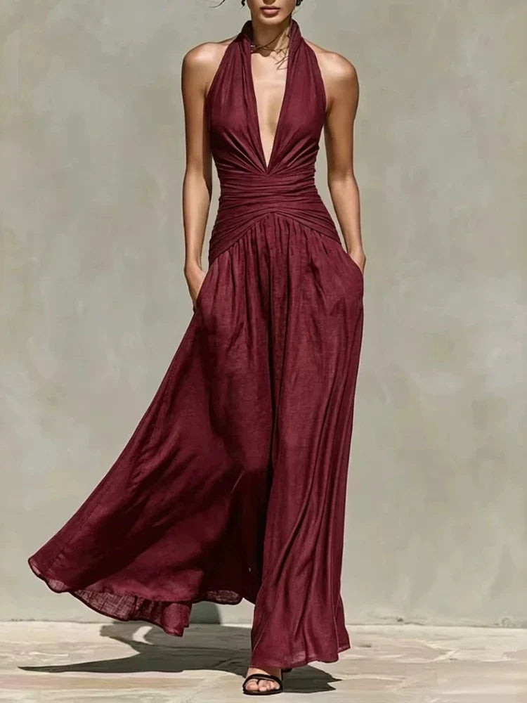 Marielys Ruched Waist Maxi Dress