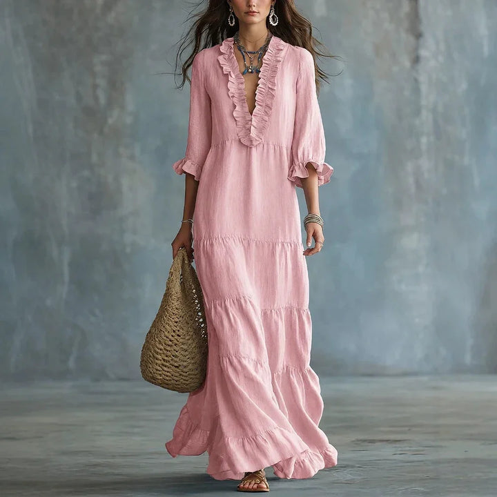 Sandra Elegant Ruffle Maxi Dress