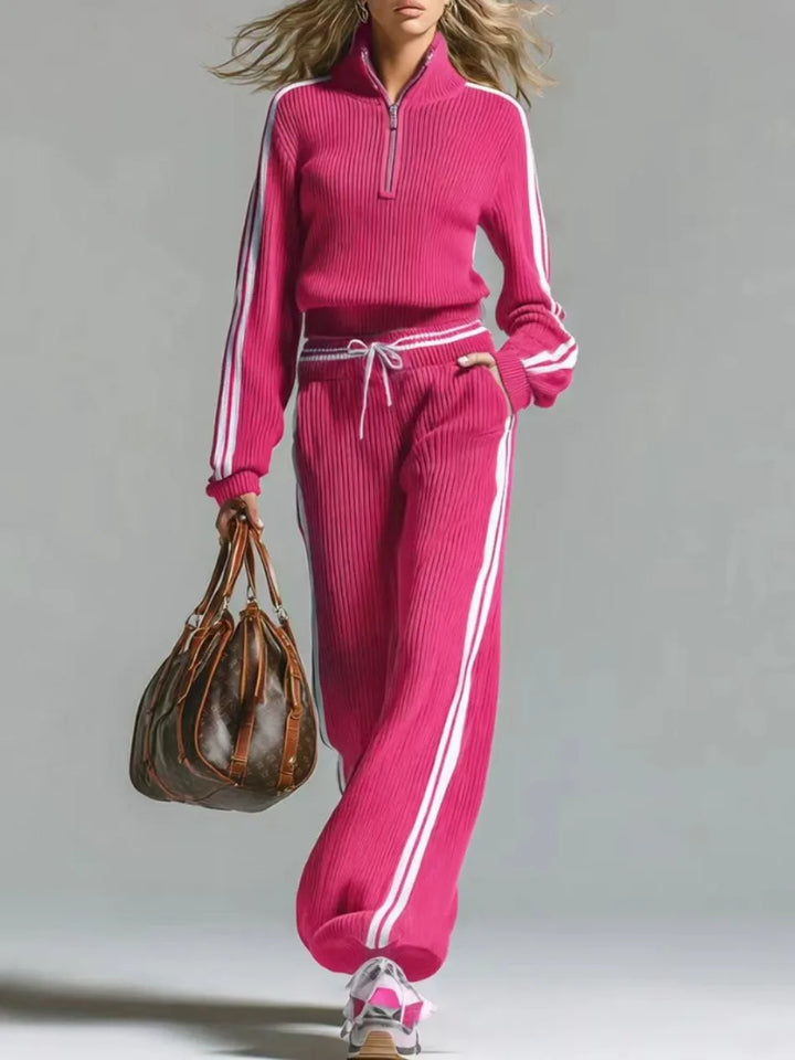Amara Half Zip Ribbed Set