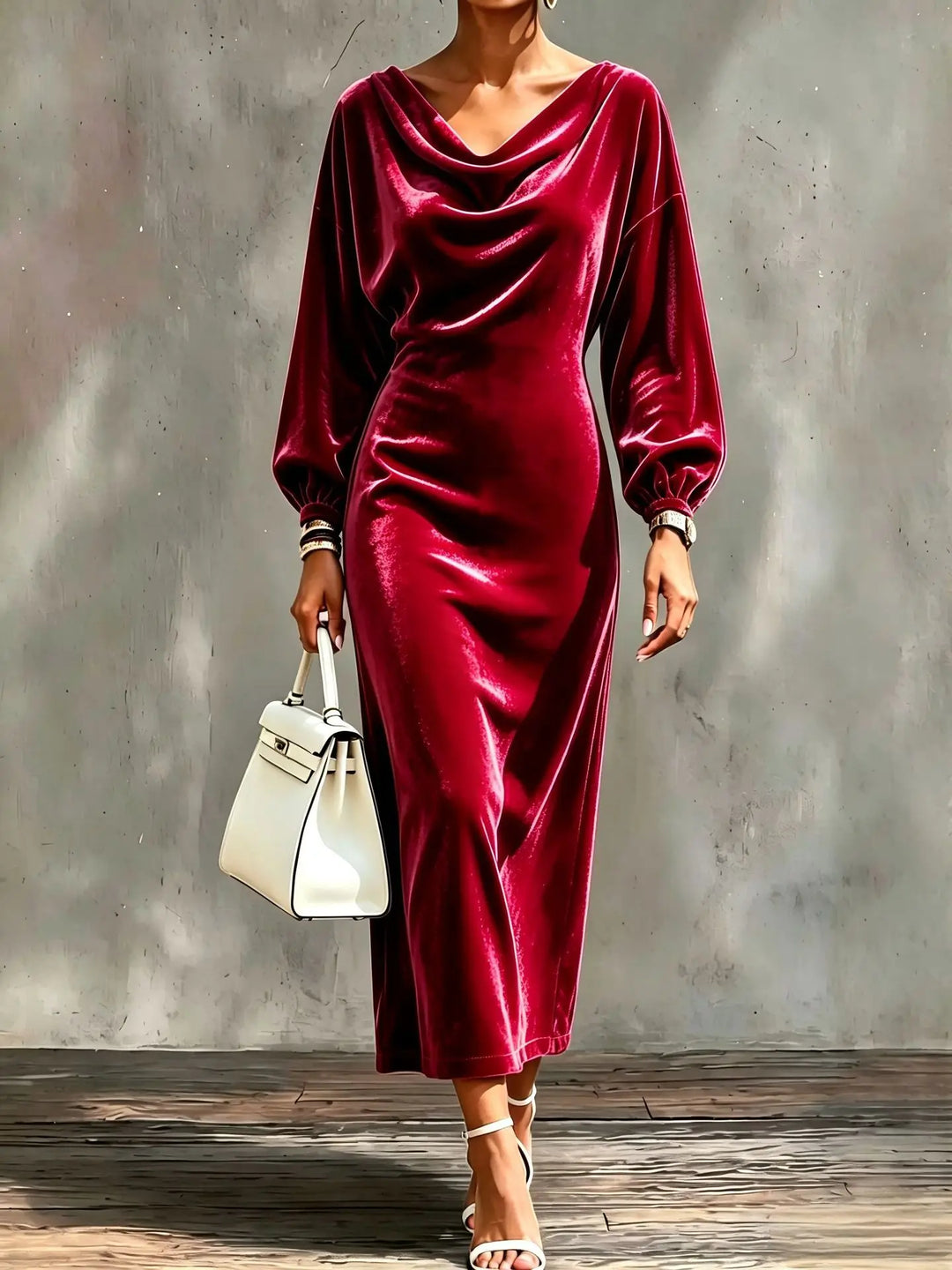 Estelle Cowl Neck Velvet Dress