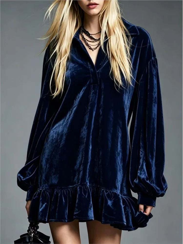Sofia Velvet Ruffle Mini Dress