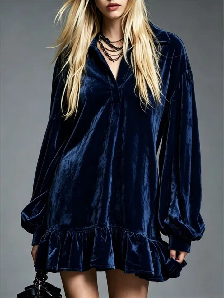 Sofia Velvet Ruffle Mini Dress