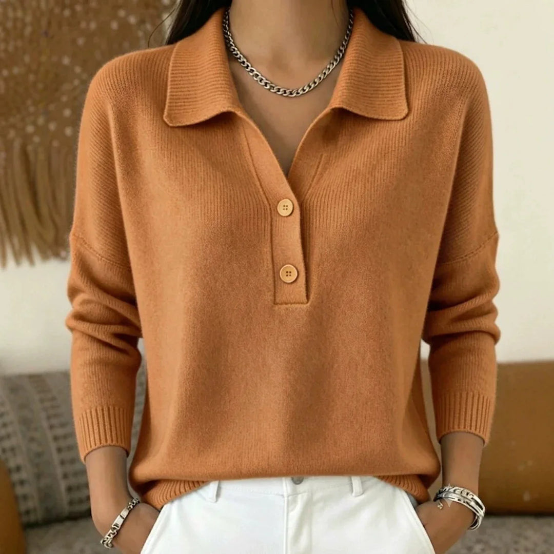 Elowen Button Placket Polo Sweater