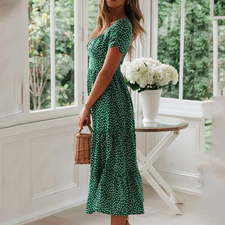 Aleena Floral Puff Sleeve Midi Dress