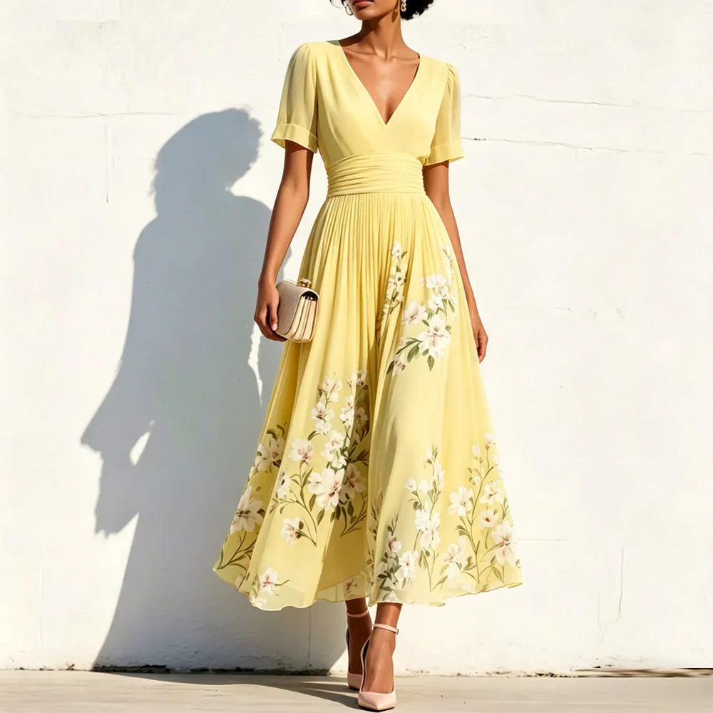 Solane Floral A Line Wedding Guest Dress