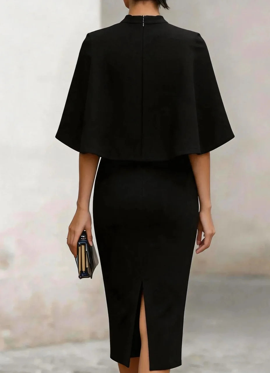 Bianca Cape Sleeve Semi Formal Dress