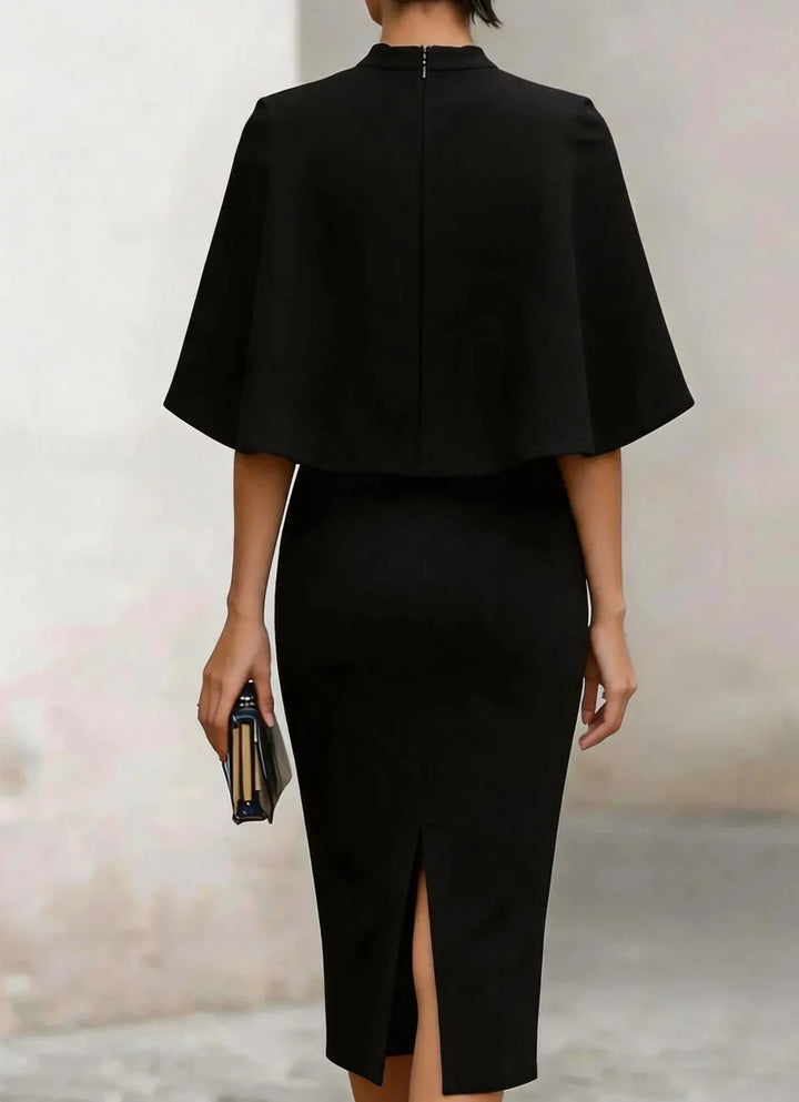 Bianca Cape Sleeve Semi Formal Dress