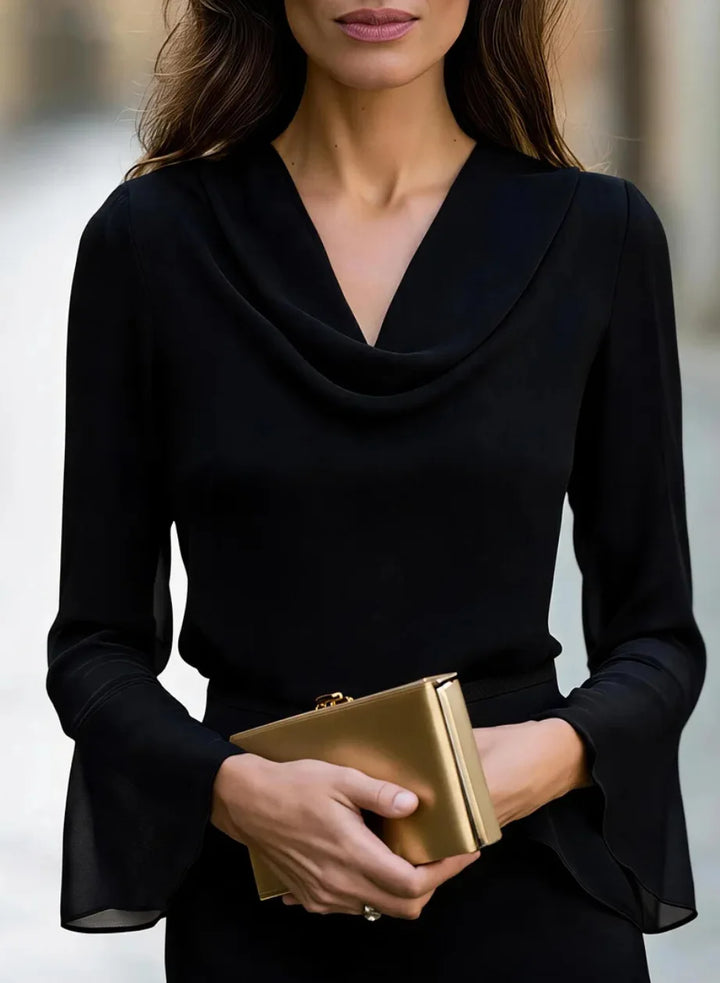 Fiorela Draped V Neck Blouse