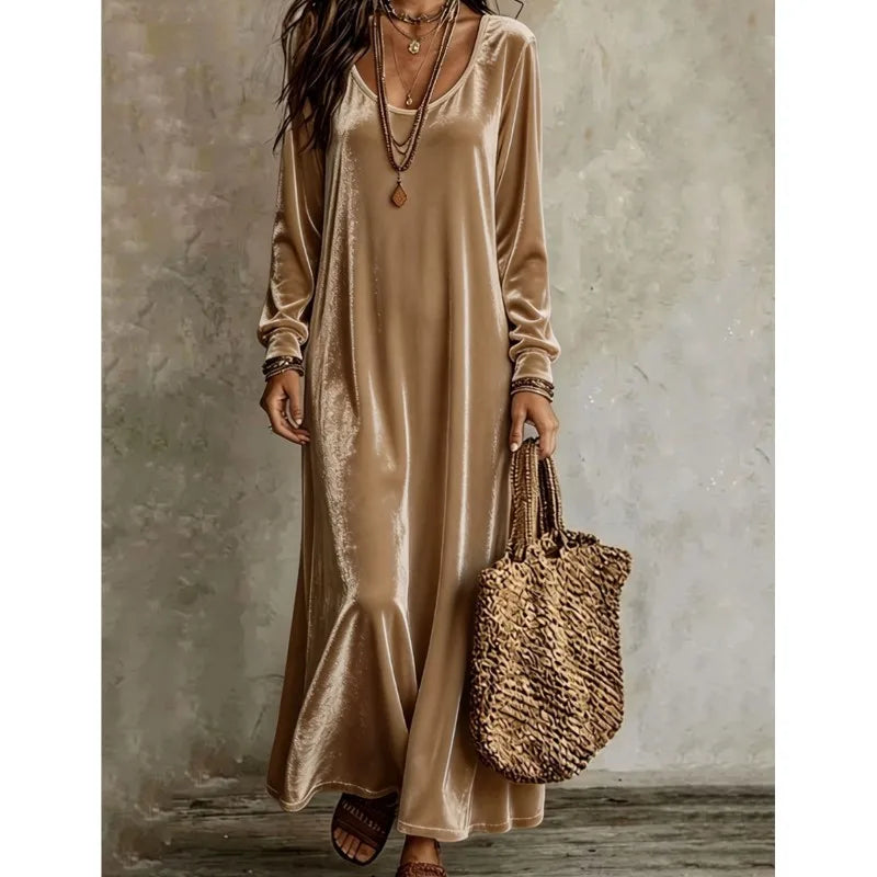 Aster Velvet Finish Maxi Dress