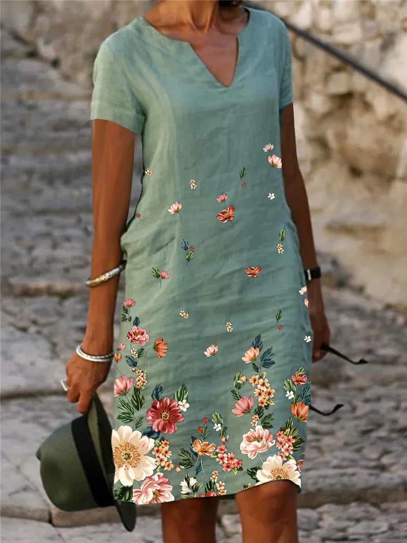 Briseis Floral V Neck Mini Dress