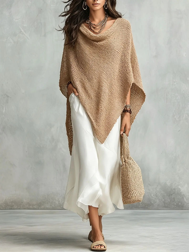 Yasmin Knit Poncho Maxi Dress Set