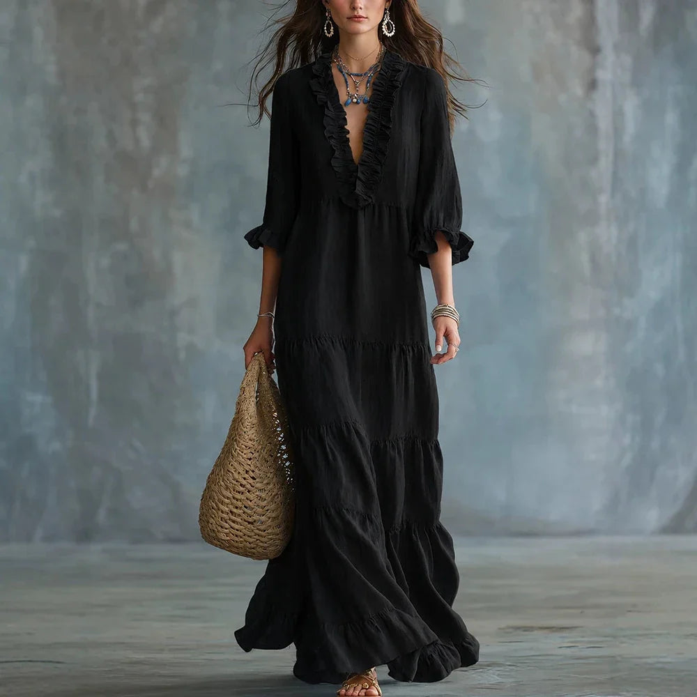 Sandra Elegant Ruffle Maxi Dress