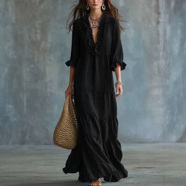 Sandra Elegant Ruffle Maxi Dress