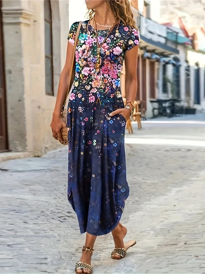 Liorene Floral Pocket Midi Dress