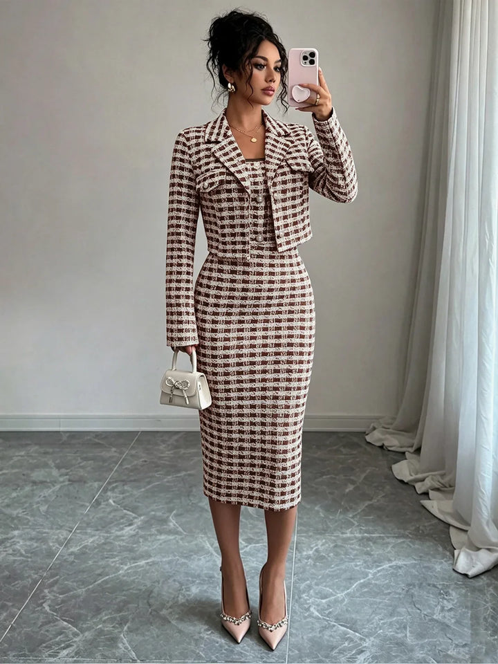 Fenna Pearl Button Sheath Dress Set